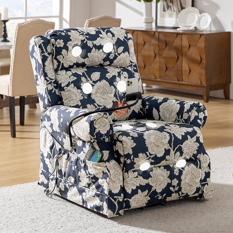Billy Traditional Lift Assist Power Recliner With Massage Heat And Manual Headrest by HULALA HOME