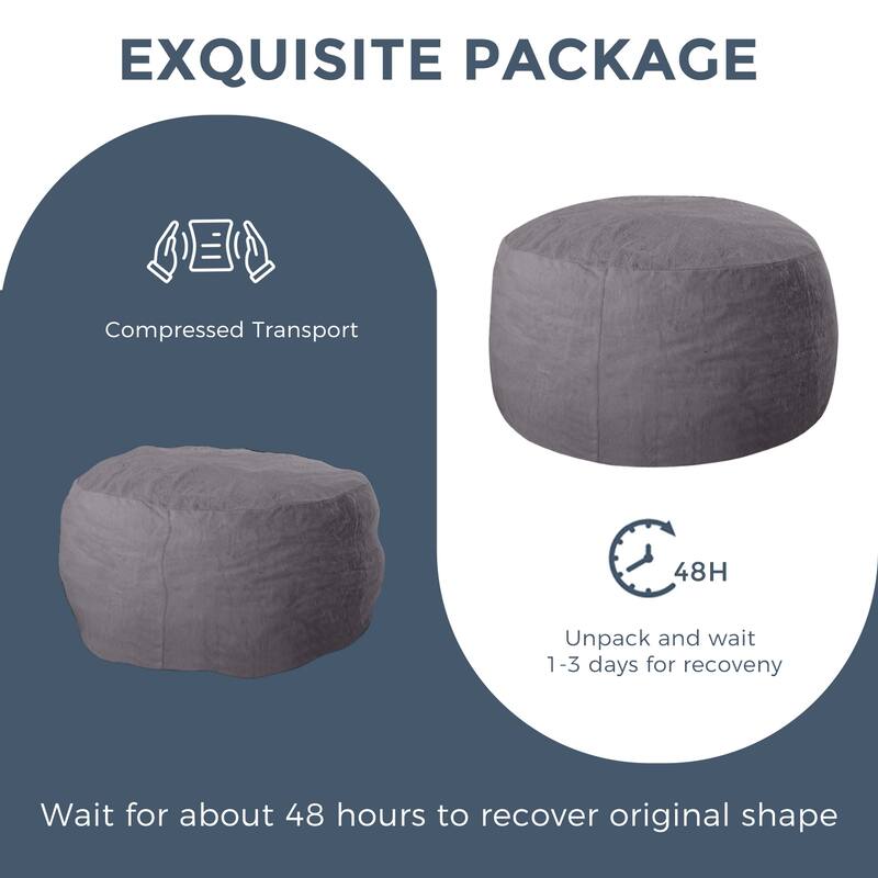 4/5ft Bean Bag Chair,Foam Filled Bean Bag Lounger with Removable Cover