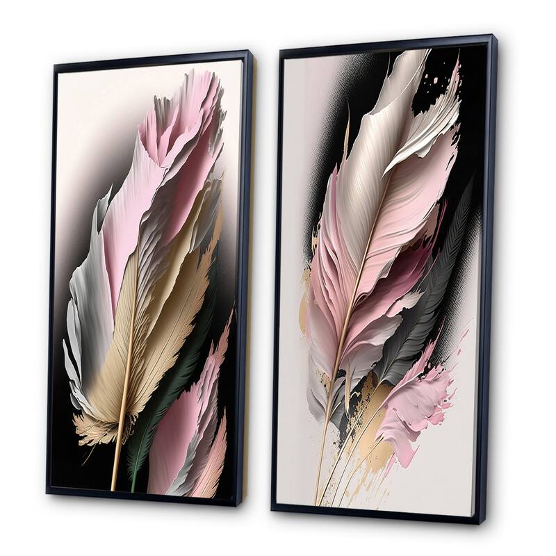 Designart "Pink And Beige Hyperrealistic Roses" Rose Framed Wall Art Set Of 2 - Pink Gallery Wall Set For Home Decor