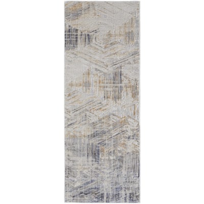 Wuxej Power Loomed Distressed Abstract Area Rug By HomeRoots - 12' Runner