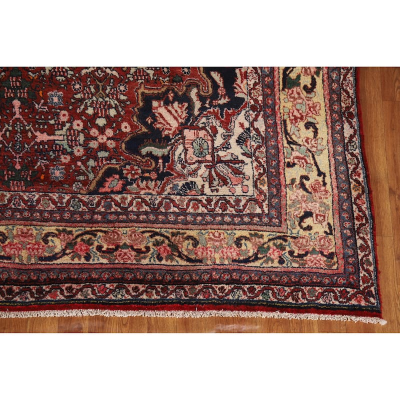 Vegetable Dye Bidjar Persian Rug Hand-Knotted Traditional Wool Carpet - 8'11" x 11'7"
