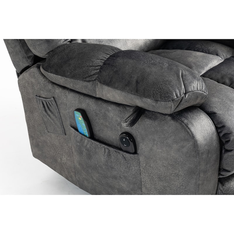 Power Lift Recliner Chair with Massage & Heat, Velvet Upholstered Electric Recliner, Lounge Sofa Chair with Side Pockets