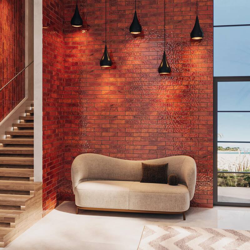 Merola Tile Luca Lava 3-1/8" x 12-3/8" Ceramic Wall Tile