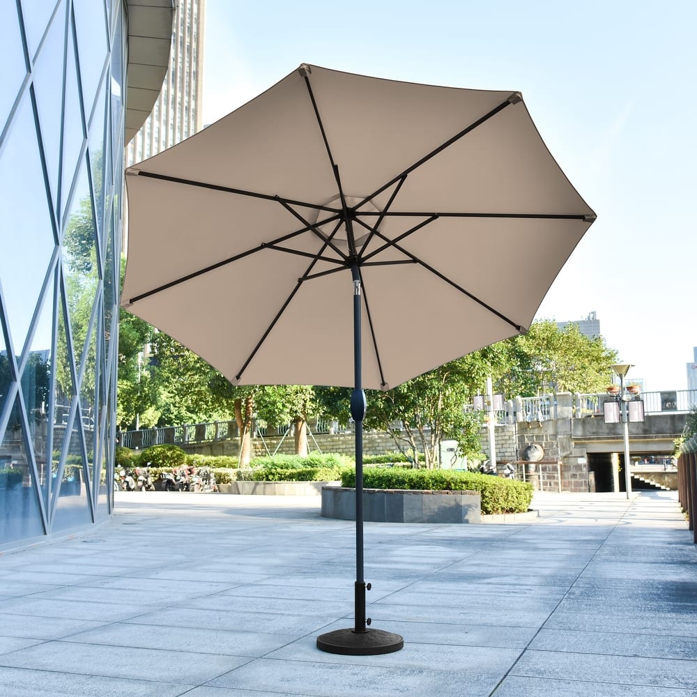 9 Ft Aluminum Patio Umbrella with Decorative Base