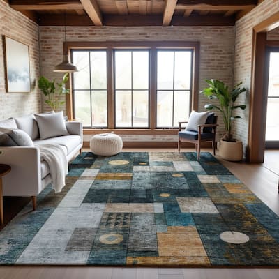 Premium Washable Super Soft Contemporary Orbit Mayfield Rug