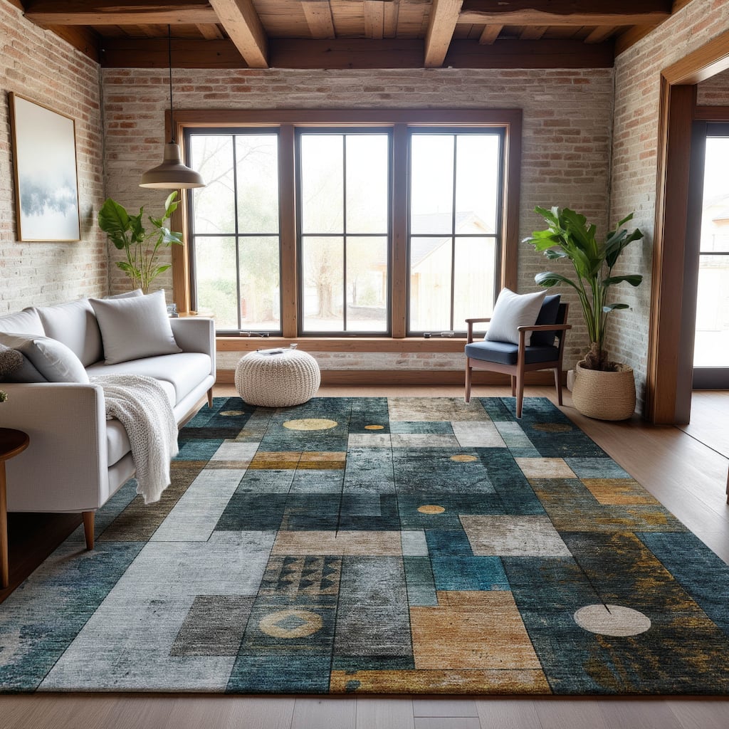 Premium Washable Super Soft Contemporary Orbit Mayfield Rug