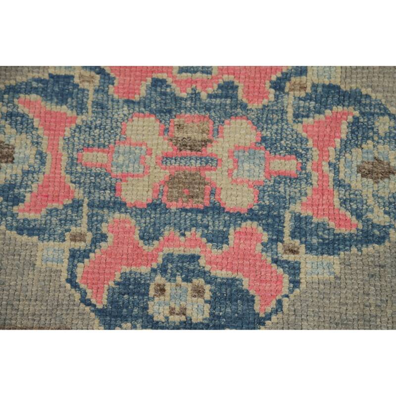 Hand Knotted Oriental 100% Wool Carpet Transitional Geometric Navy Blue & Blues Oushak Area Rug - 10' 7'' X 7' 11''