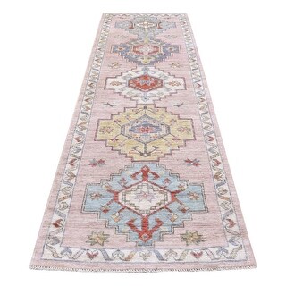Shahbanu Rugs Silvery Pink Hand Knotted Pure Wool Anatolian Village ...