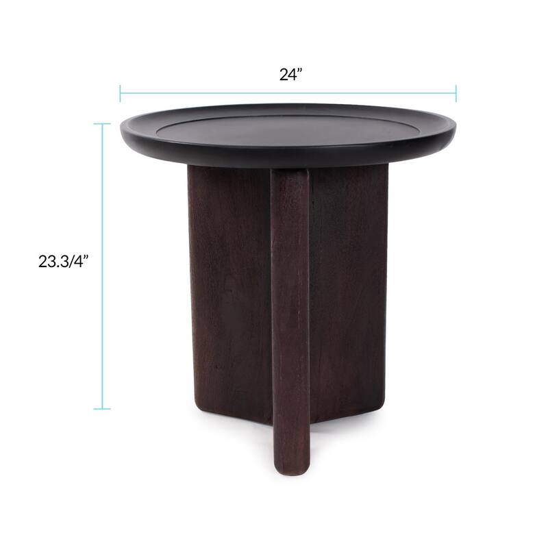 Rounded Bollack Tray Side Table - 23.3/4H x 24D x 24W
