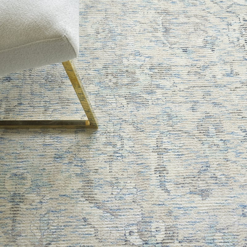 EXQUISITE RUGS Tuscany Hand-loomed Wool/Bamboo Silk Beige/Blue Area Rug.