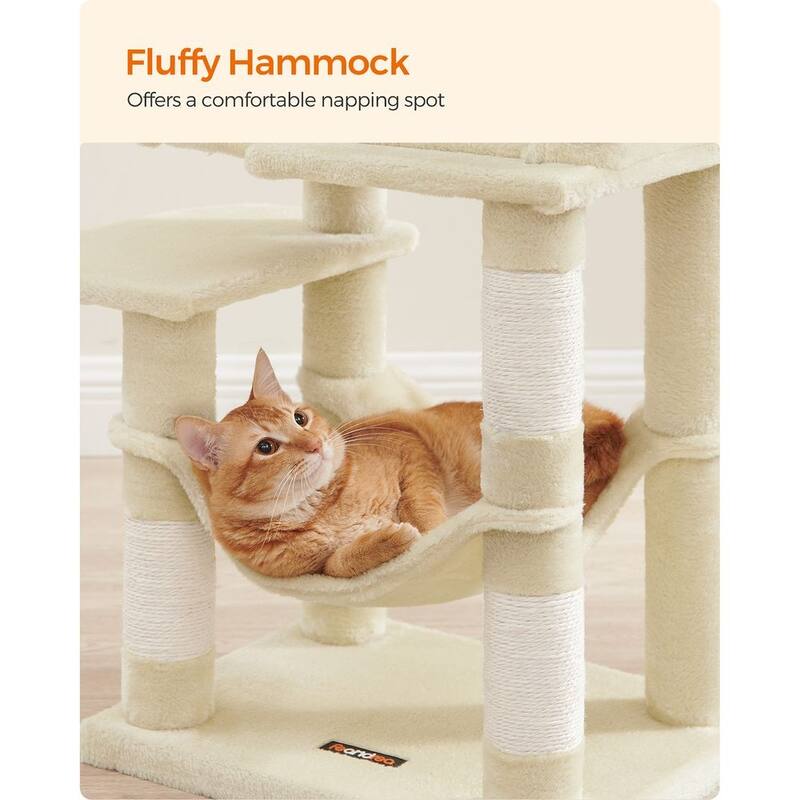 Plush Multi-Level Cat Tree with Sisal-Covered Scratching Posts and Cozy Hideouts for Indoor Cats