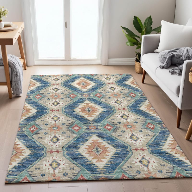 Machine Washable Indoor/Outdoor Southwest Global Chantille Rug