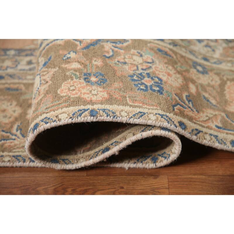 Hand Knotted Oriental 100% Wool Carpet Traditional Floral Peach Hamedan Area Rug - 11' 0'' X 7' 10''