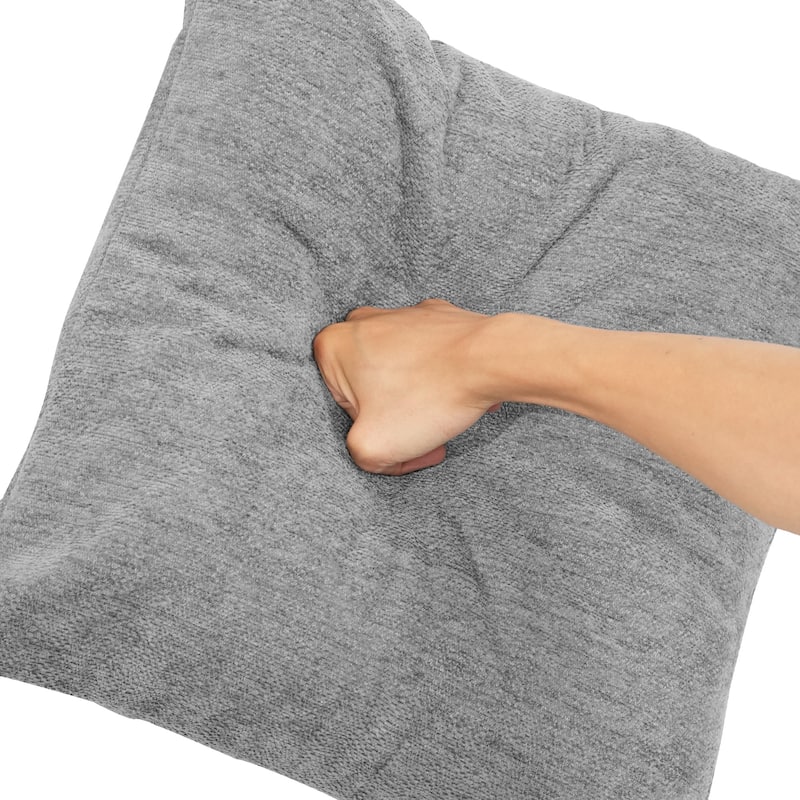 Anmytek 111.2 Soft Grey Melange Chenille Modern Modular L Shaped Sectional Sofa with Adjustable Configurations