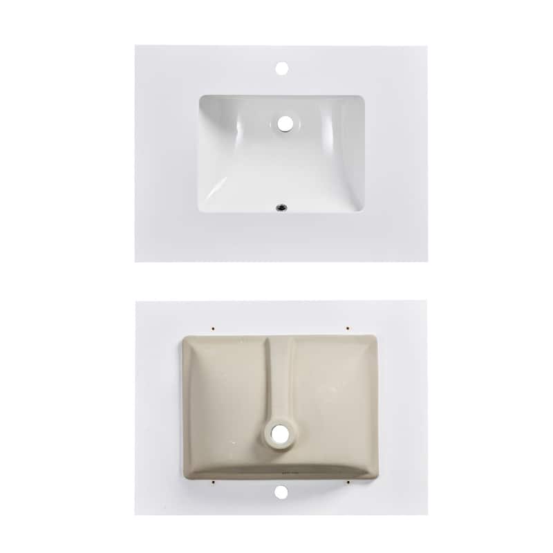 PROOX 30 inch Culture Marble Bath Solid White Vanity top with Rectangular Undermount Sink