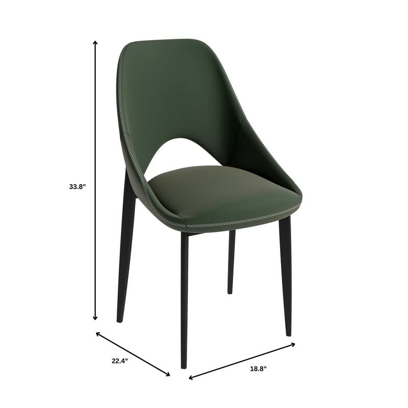 Amalfi Mid-Century Modern Upholstered Dining Chair - Open Back Side Chair with Metal Legs for Kitchen, Dining Room & Living Room