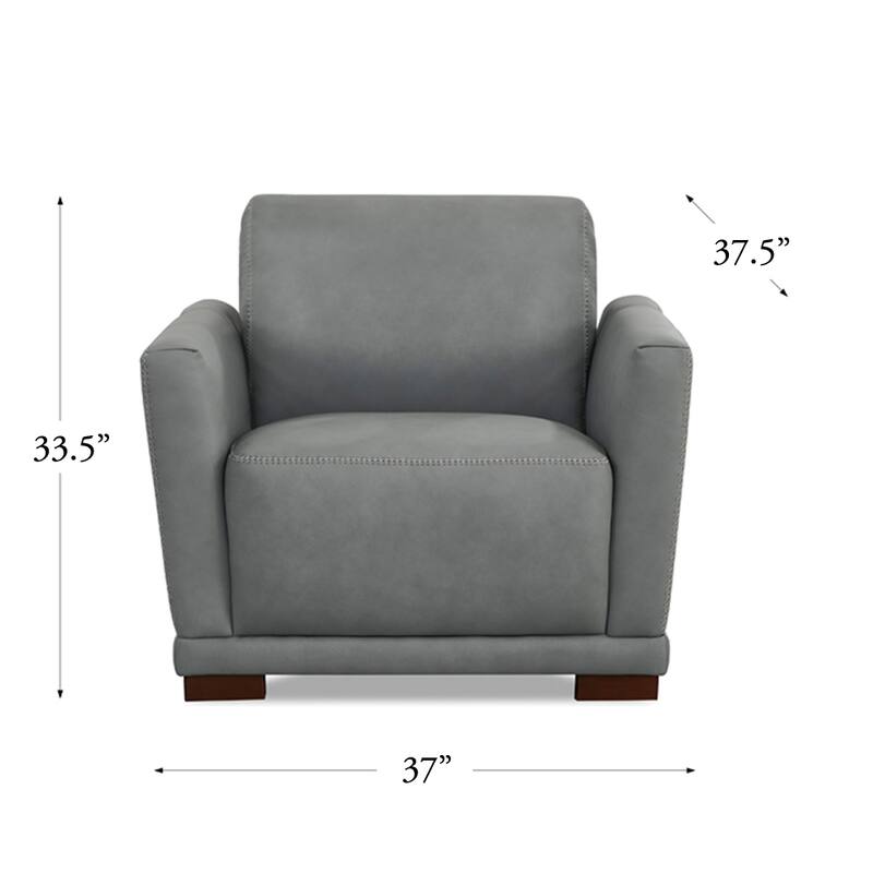 Hydeline Mary Top Grain Leather Sofa and Chair Set with Memory Foam and Springs