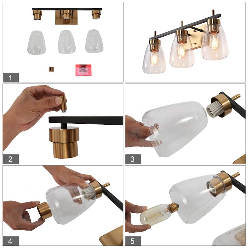 Marsie Modern Farmhouse Dimmable 3-light Vanity Lights Bracket Bathroom Wall Sconces - L 22"xW 7.1"xH 8.7"