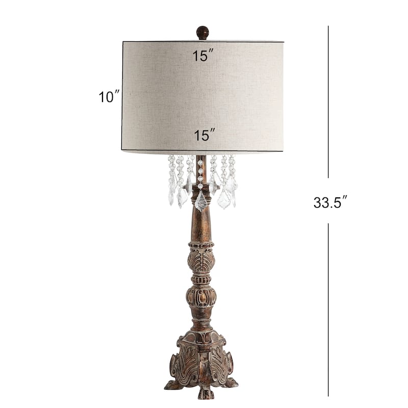 Regent 33.5" Resin/Acrylic LED Table Lamp, Antique Brown by JONATHAN Y