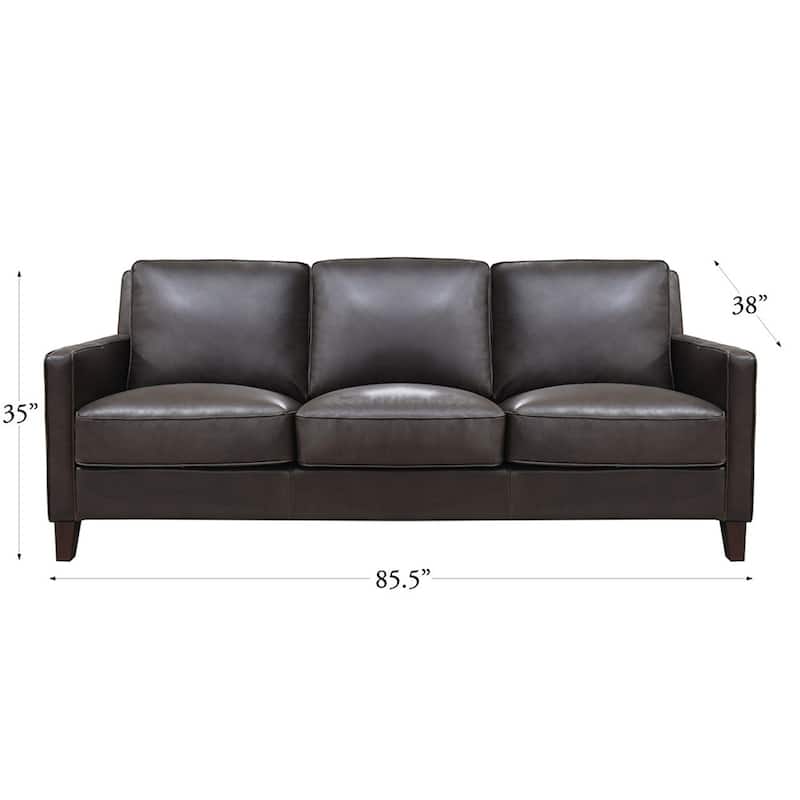 Hydeline Ashby Top Grain Leather Sofa With Feather, Memory Foam and Springs