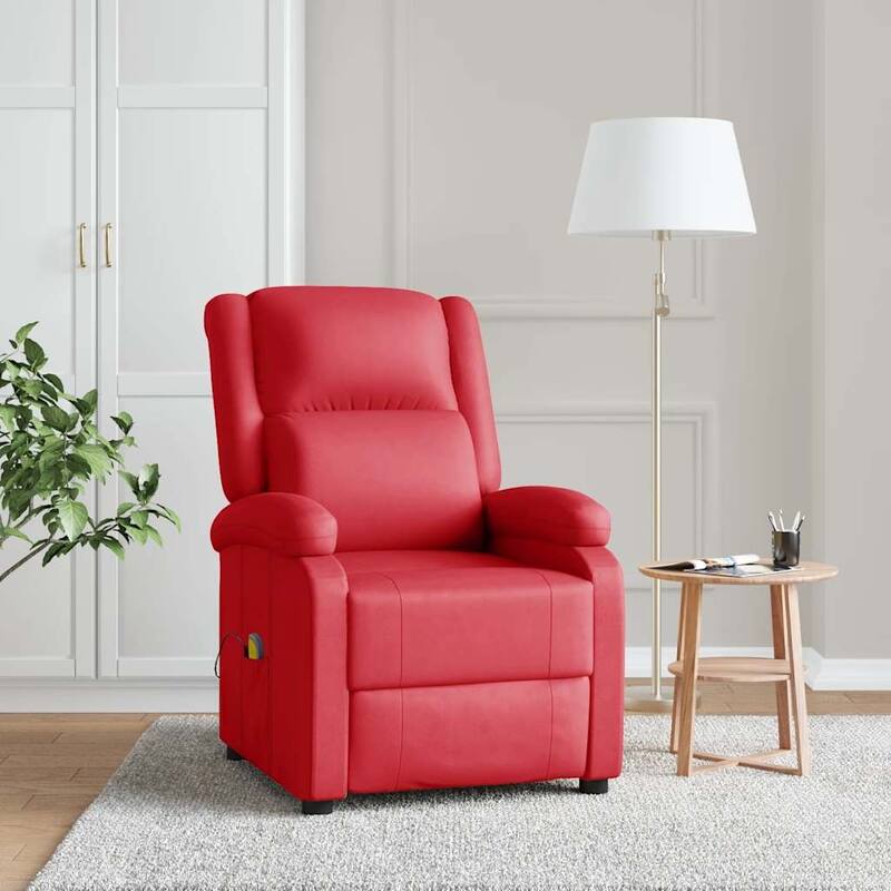 vidaXL Massage Chair Red Faux Leather - 28" x 38.6" x 37.4"