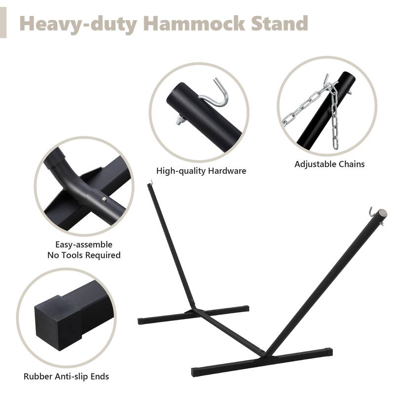 Outdoor Portable Double Hammock with Stand&Pillow Max 475 lbs Capacity