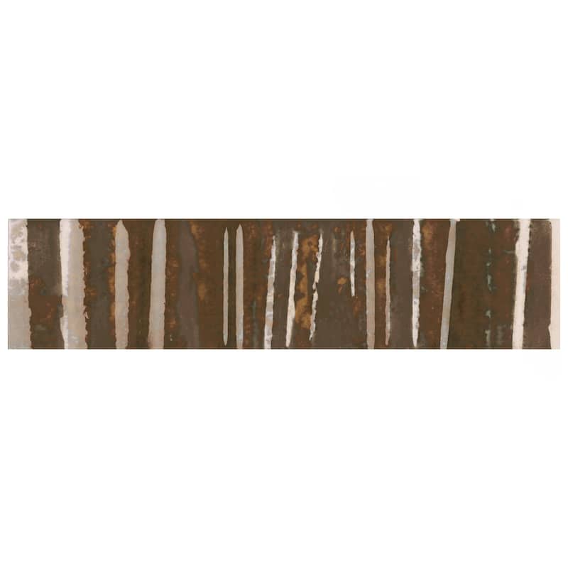 Merola Tile Joliet Prisma Dark Amber 3" x 12" Fluted Ceramic Wall Tile