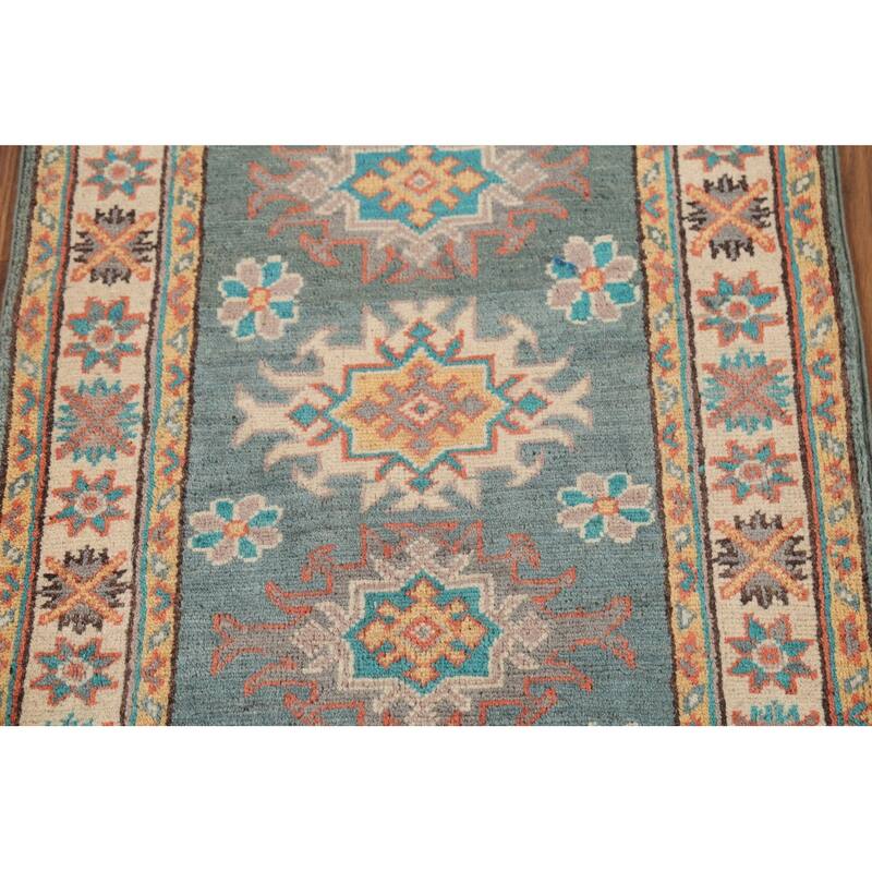 Geometric Kazak Accent Rug Hand-Knotted Wool Carpet - 2'1"x 2'10"