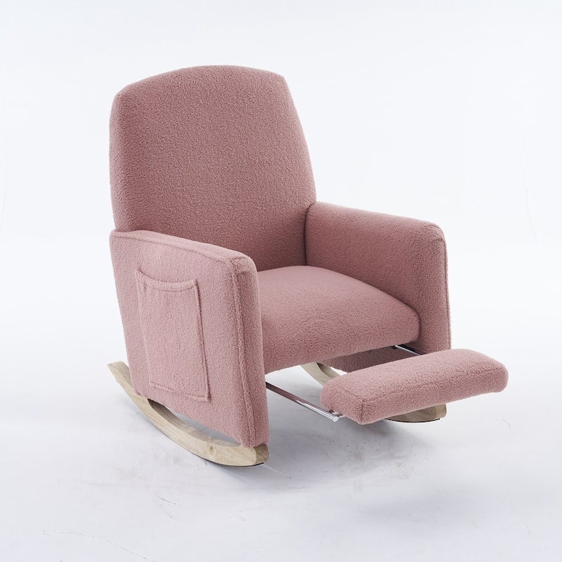 Fabric Nursery Rocking Chair With Adjustable Footrest