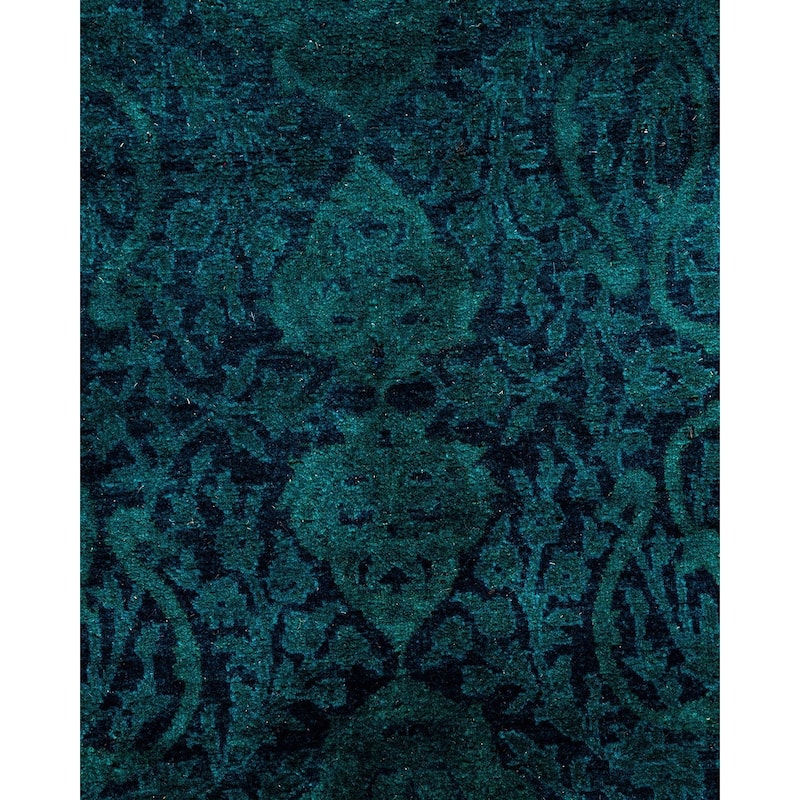 Overton Hand Knotted Wool Vintage Inspired Modern Contemporary Overdyed Navy Area Rug - 4' 3" x 6' 2"