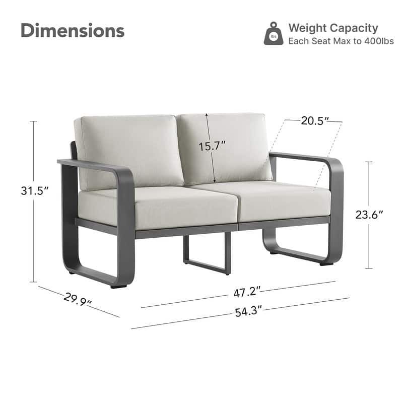 Spruce & Spring Outdoor Patio Furniture Set Aluminum Sofa Accent Chair