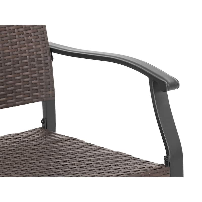 Outdoor 5-Piece Metal Wicker Dining Set with 1.6'' Umbrella Hole, Black