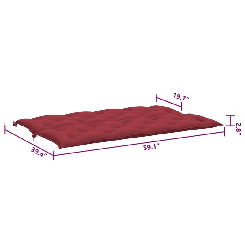 Claire 2pc Outdoor Cushion for Bench, Tufted Wine Red Oxford Fabric