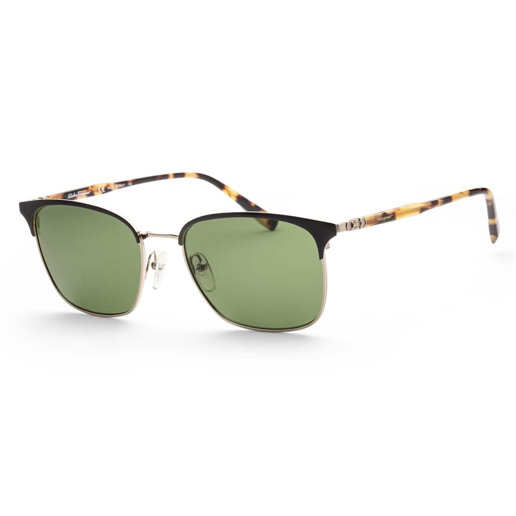 Ferragamo Men's Fashion 54mm Black and Shiny Gold Sunglasses SF180S-017