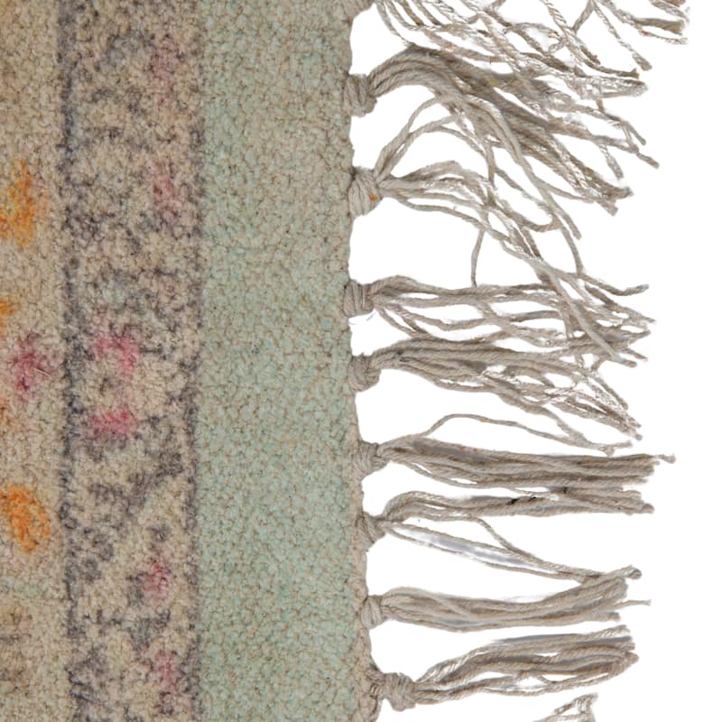 Cotton Chenille Distressed Print Rug with Fringe