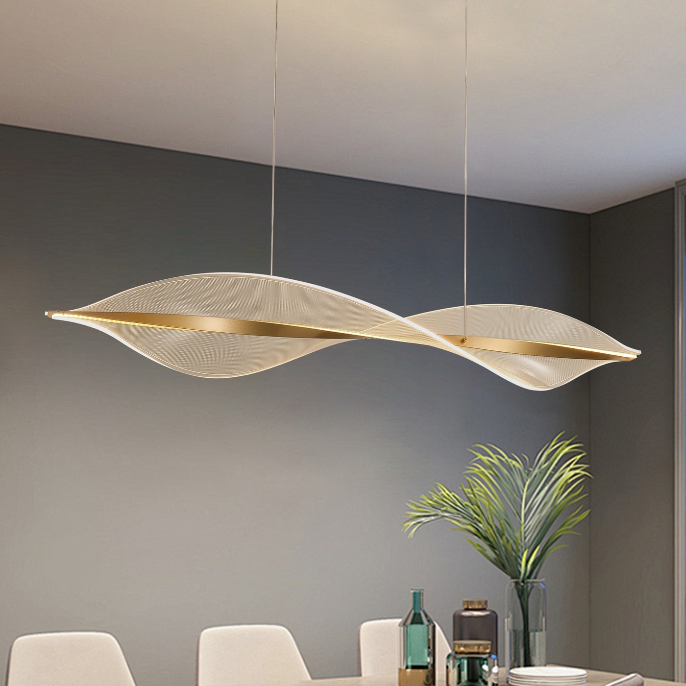 Modern Painted Gold Acrylic Craft Design LED Pendant Light for Kitchen Island Dining Room