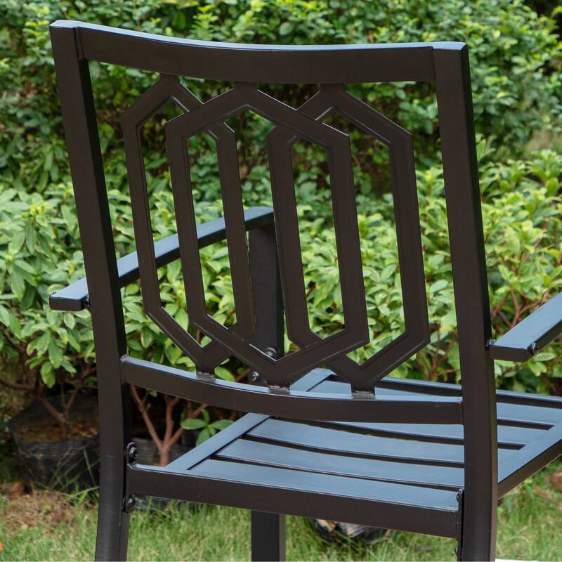 MAISON ARTS Patio E-coated Weather-resistant Stackable Dining Armchairs (Set of 2)