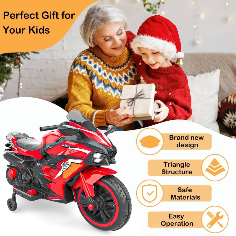 12V Kids Electric Motorcycle for Ages 3-6, 4MPH Max Speed, Bluetooth & USB Music, 100 lb Capacity