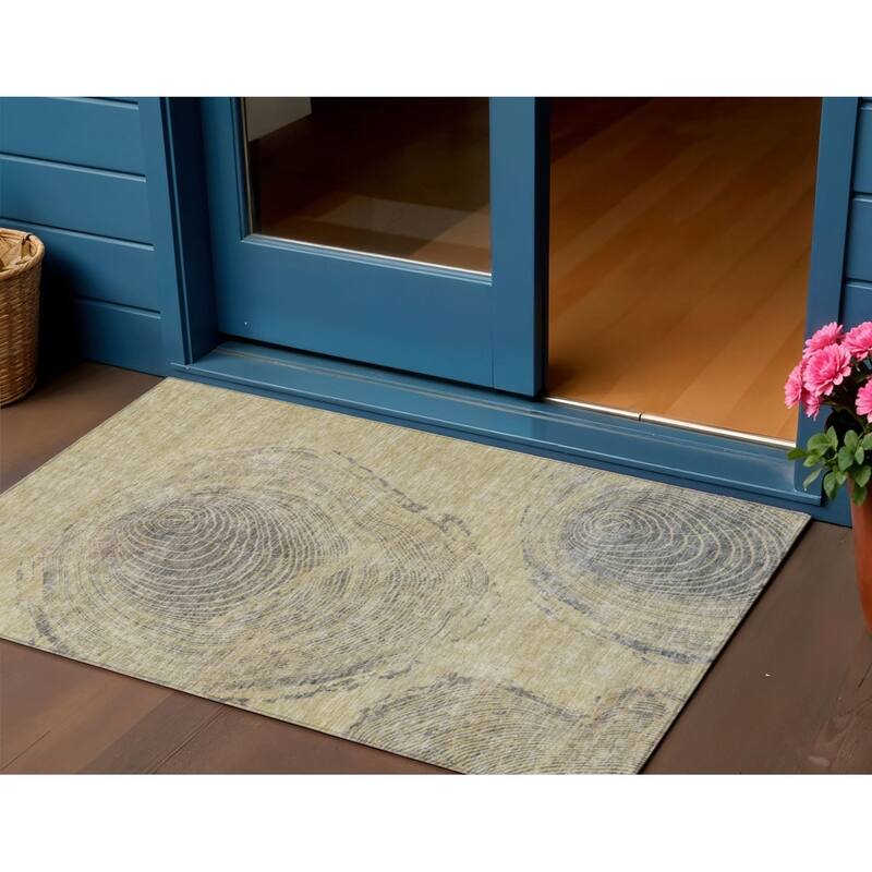 HomeRoots Abstract Transitional Rectangle Outdoor Rug - 3' x 5'