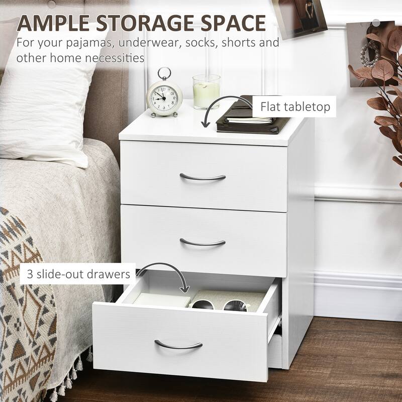 Nightstand With 3 Drawers And Storage Stand