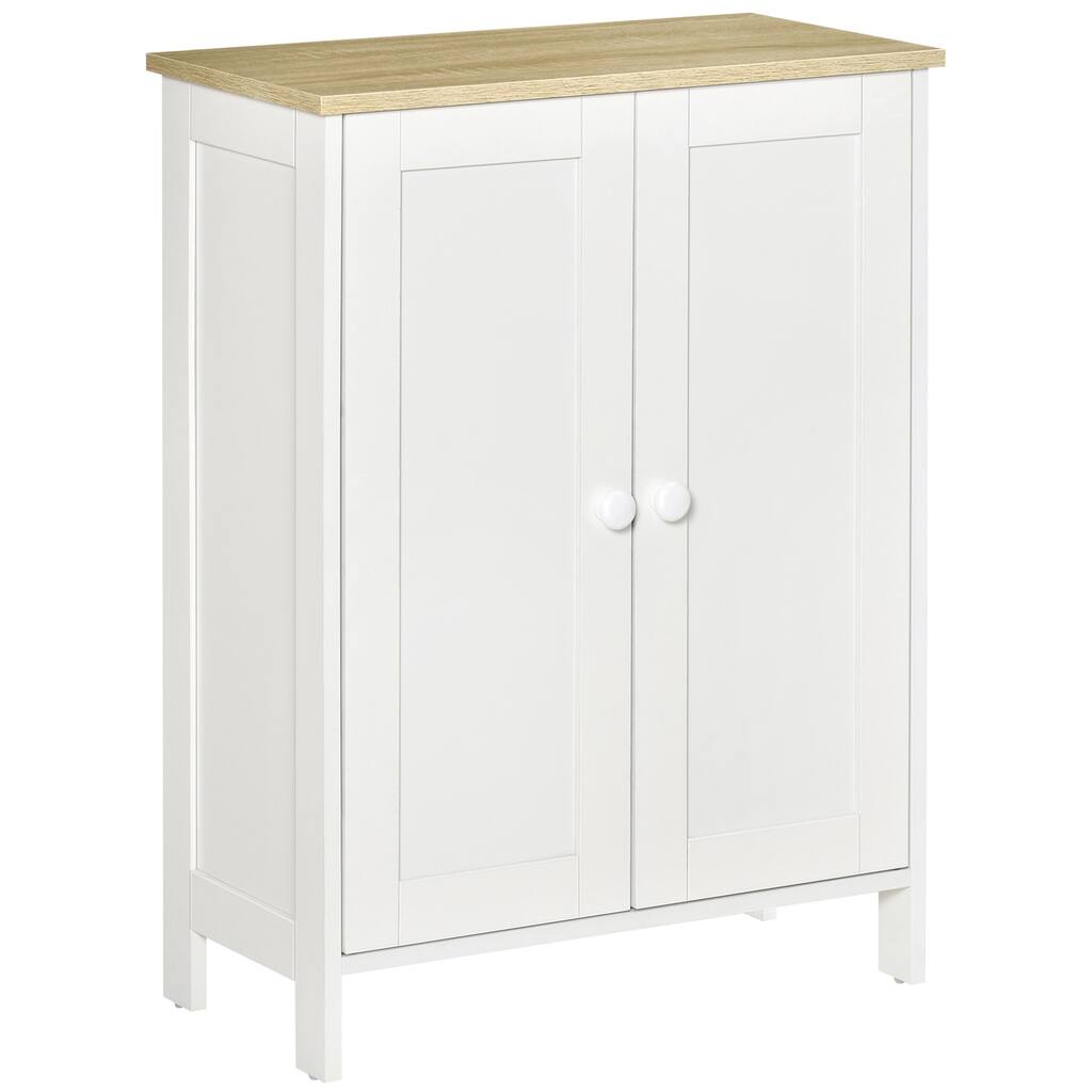 Double Door Cupboard Storage Cabinet with 2 Adjustable Shelves for Living Room, Bedroom, or Hallway