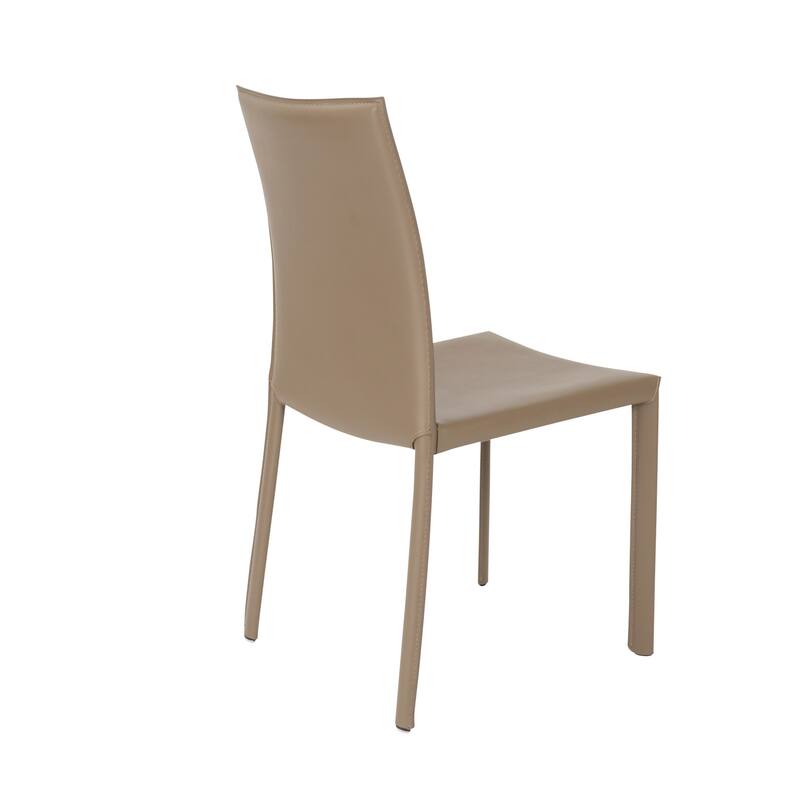 HomeRoots Set of Two Taupe Upholstered Leather Dining Side Chairs - 19.30 in. x 35.04 in. x 20.87 in.