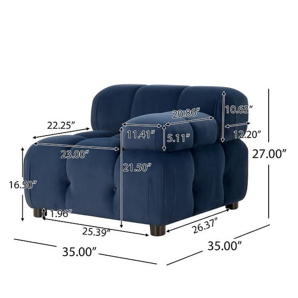 dimension image slide 3 of 8, Hennepin Velvet 3 Seater Modular Tufted Sofa by Christopher Knight Home