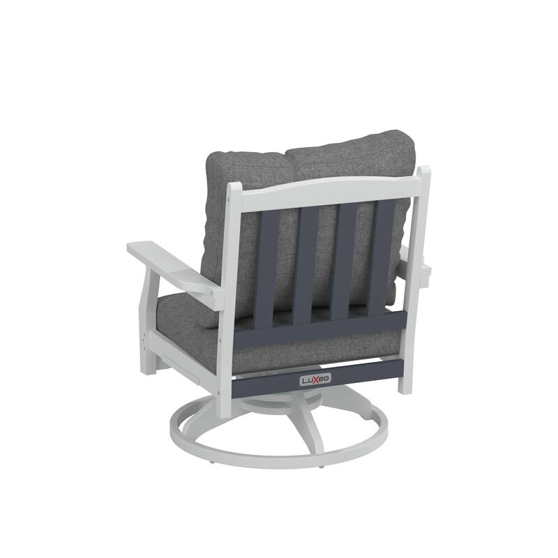 Aspen Rock/Swivel Deep Seating Chairs-White/Navy Cushion (Set of 2)