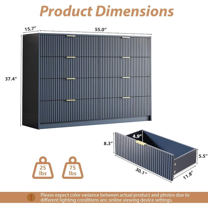 8-Drawer Double Dresser for Bedroom