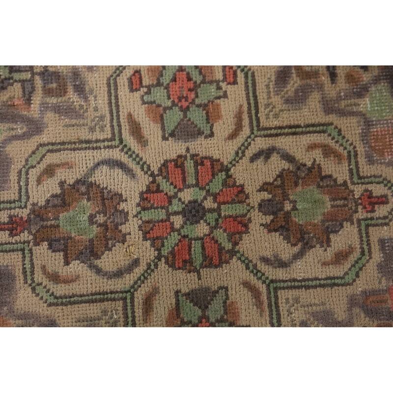 Light Blue Tabriz Persian Area Rug Hand-Knotted Floral Wool Carpet - 8'1"x 11'5"