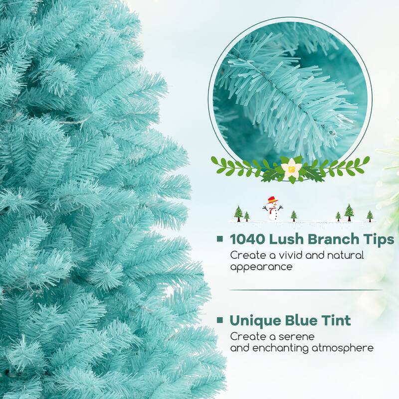 Gymax 7 FT Artificial Xmas Tree w/ 1040 Branch Tips 380 Warm White LED - See Details