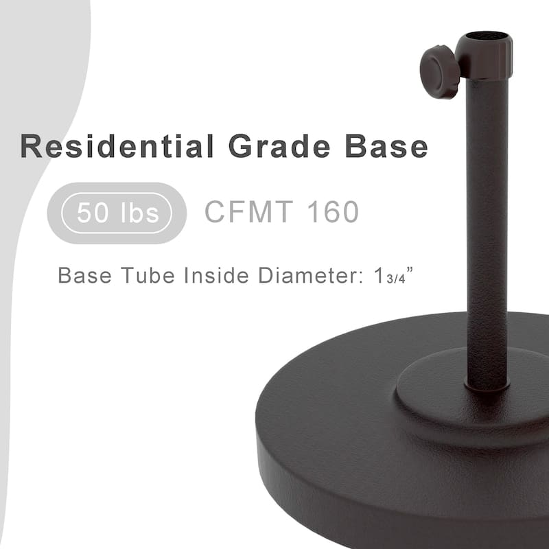 California Umbrella 50LBS Weighted Concrete Umbrella Base With Steel Cover, Black
