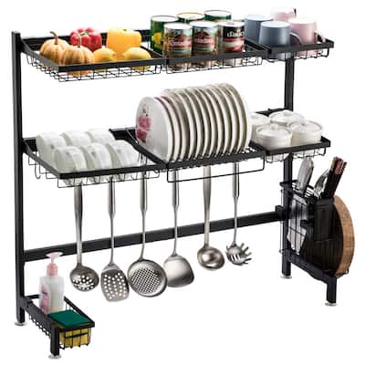 Over the Sink Dish Drying Rack, Stainless Steel Single /Double Layer,Kitchen Bowl Rack Shelf
