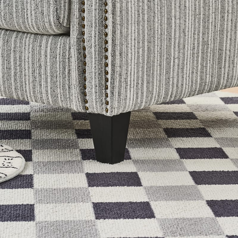 Modern Accent Chair with Arms,Comfy Upholstered Armchair for Living Room,Grey and White Striped Armchair with Nailhead Trim